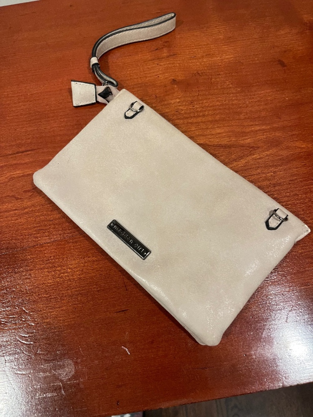 Madden Girl Beige Faux Leather Wristlet